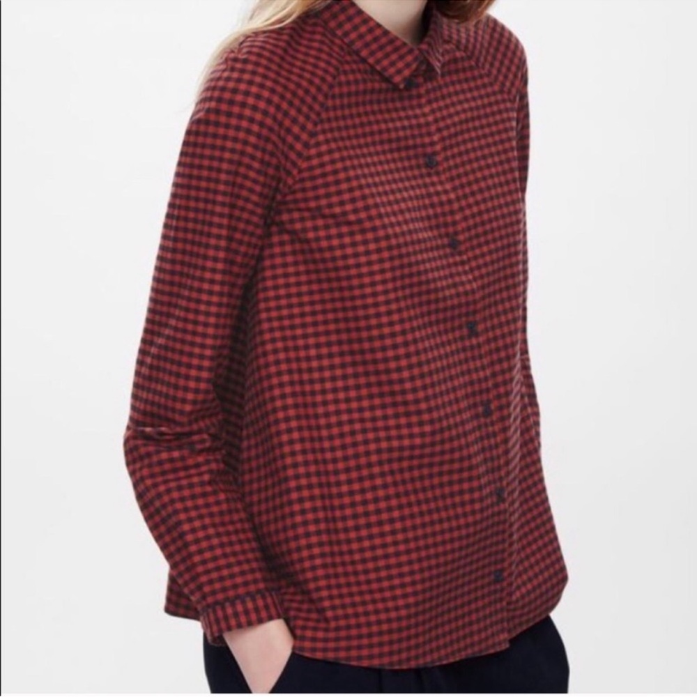 Cos Women's Red Checkered plaid top